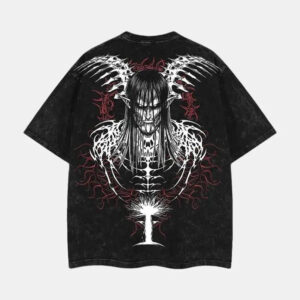 The End Eren Yeager T-Shirt Attack on Titan Anime Graphic Tee Final Season Oversized Acid Washed Cotton Shirt Anime Streetwear Casual Menswear Anime Merch Gift for Anime Fans AOT Lover