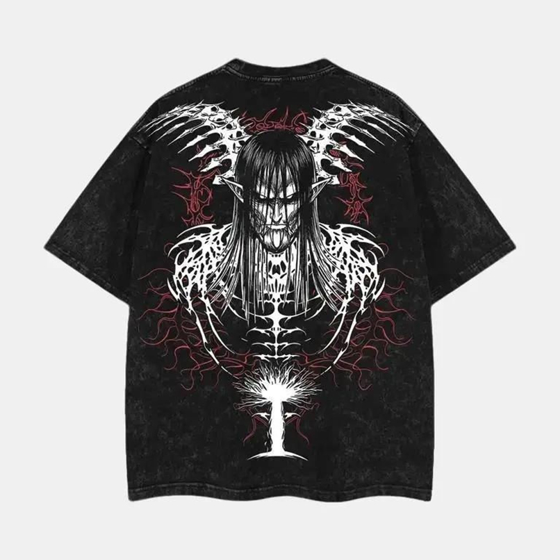 The End Eren Yeager T-Shirt Attack on Titan Anime Graphic Tee Final Season Oversized Acid Washed Cotton Shirt Anime Streetwear Casual Menswear Anime Merch Gift for Anime Fans AOT Lover