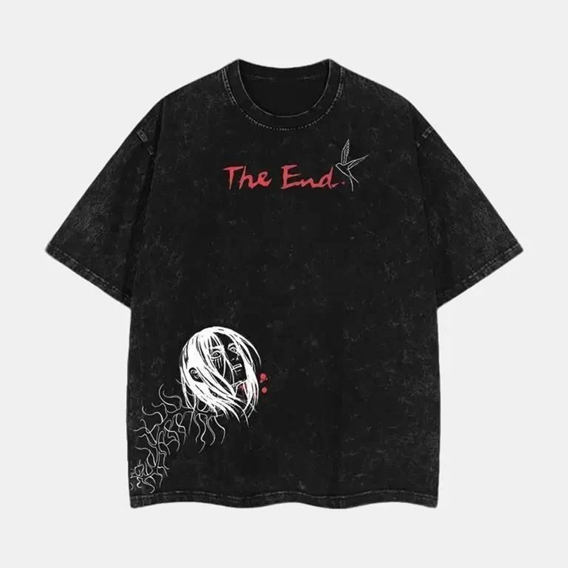 The End Eren Yeager T-Shirt Attack on Titan Anime Graphic Tee Final Season Oversized Acid Washed Cotton Shirt Anime Streetwear Casual Menswear Anime Merch Gift for Anime Fans AOT Lover - Image 2