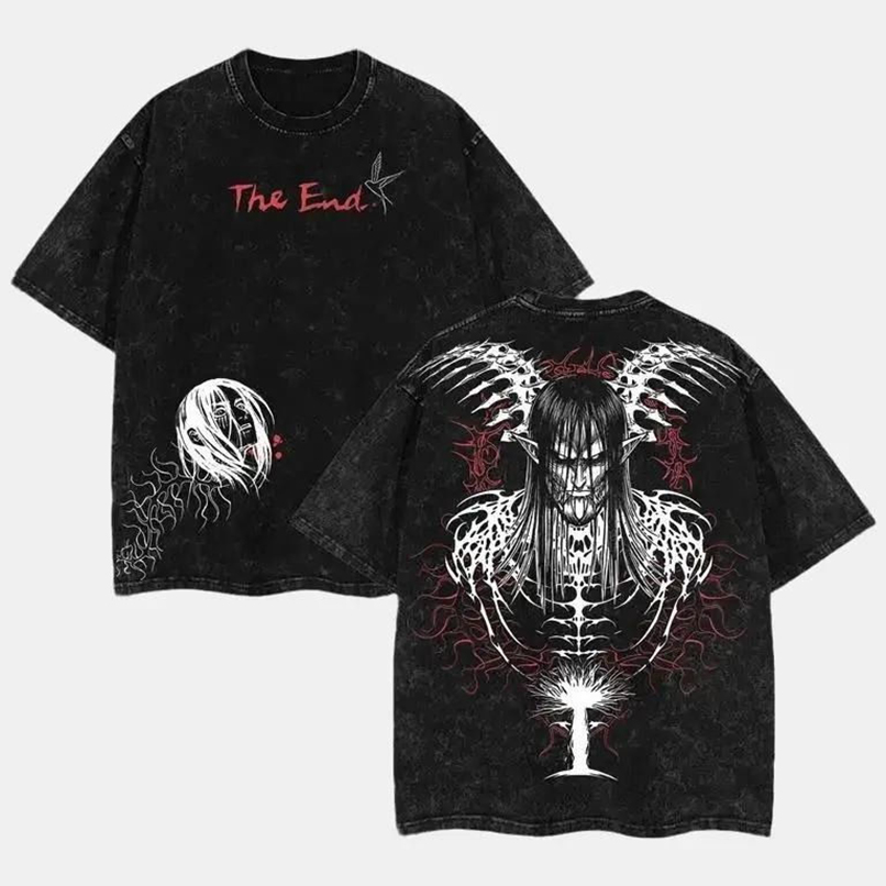 The End Eren Yeager T-Shirt Attack on Titan Anime Graphic Tee Final Season Oversized Acid Washed Cotton Shirt Anime Streetwear Casual Menswear Anime Merch Gift for Anime Fans AOT Lover - Image 3