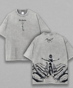 The Key to Freedom - Attack on Titan Vintage Washed Oversize Anime Tee Anime Double Printed Lightweight Acid Washed Tee shirts men Menswear Top