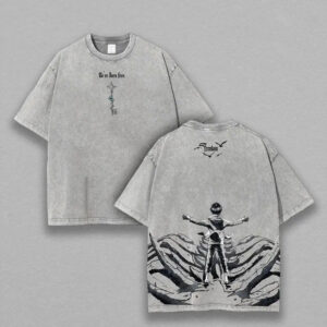 The Key to Freedom - Attack on Titan Vintage Washed Oversize Anime Tee Anime Double Printed Lightweight Acid Washed Tee shirts men Menswear Top