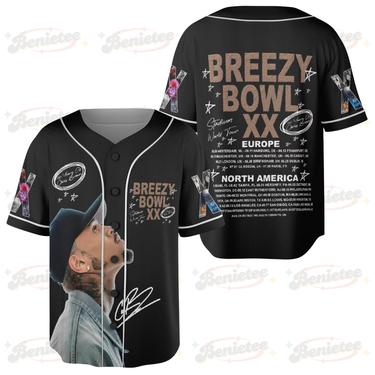 Chris Brown Breezy Bowl XX Baseball Jersey, Chris Brown 2025 Tour Shirt, Breezy Bowl 2025 Jersey