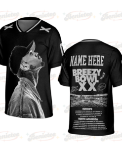 Chris Brown Tour 2025 Football Jersey, Bowl XX concert 2025 Summer Tour Football Jersey