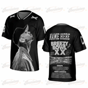 Chris Brown Tour 2025 Football Jersey, Bowl XX concert 2025 Summer Tour Football Jersey