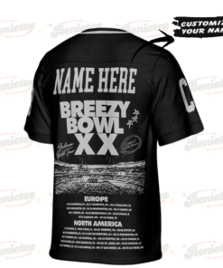 Alternative view of Chris Brown Tour 2025 Football Jersey, Bowl XX concert 2025 Summer Tour Football Jersey