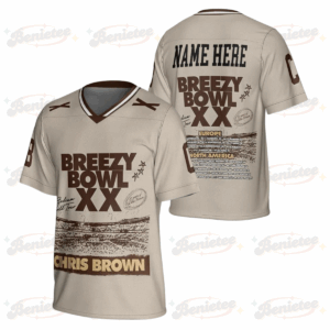 Custom Chris Brown Tour 2025 Football Jersey, Bowl XX concert 2025 Summer Tour Holiday Football Jersey