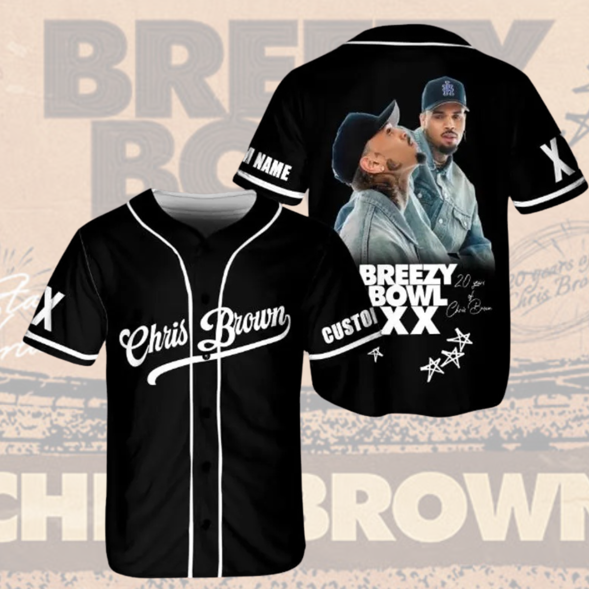 Personalized Breezy Bowl XX 2025 Shirt, Chris Brown Tour Jersey, Chris Brown Breezy Bowl Baseball Jersey - Image 3