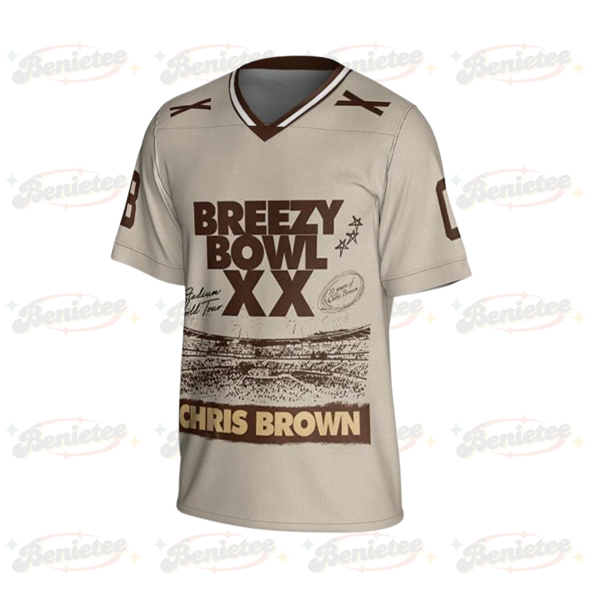 Custom Chris Brown Tour 2025 Football Jersey, Bowl XX concert 2025 Summer Tour Holiday Football Jersey - Image 3