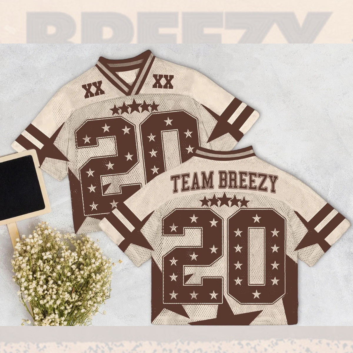 Custom Chris Brown Croptop Mesh Football, Breezy Bowl Tour 2025 Croptop Mesh Football