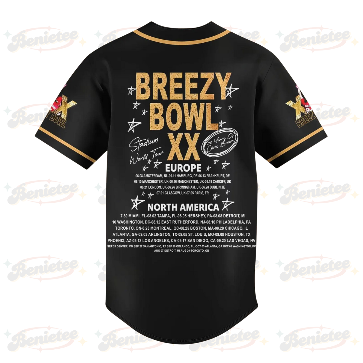 Chris Brown Music Tour 2025 Shirt, Chris Brown Tour Jersey, Chris Brown Breezy Bowl Baseball Jersey - Image 3