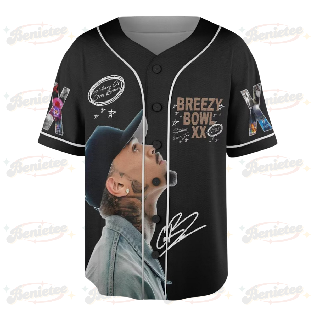 Chris Brown Breezy Bowl XX Baseball Jersey, Chris Brown 2025 Tour Shirt, Breezy Bowl 2025 Jersey - Image 3