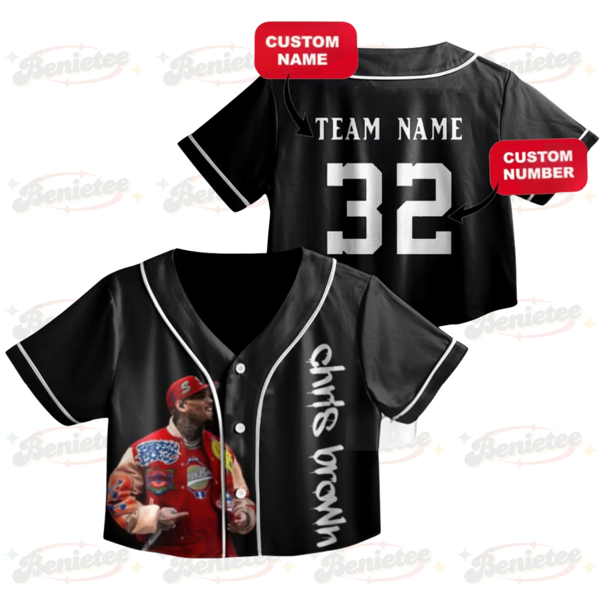 Personalized Chris Brown Breezy Bowl XX Croptop Baseball Jersey, Chris Brown 2025 Tour Croptop Baseball Jersey