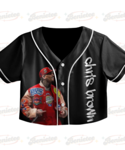 Alternative view of Personalized Chris Brown Breezy Bowl XX Croptop Baseball Jersey, Chris Brown 2025 Tour Croptop Baseball Jersey