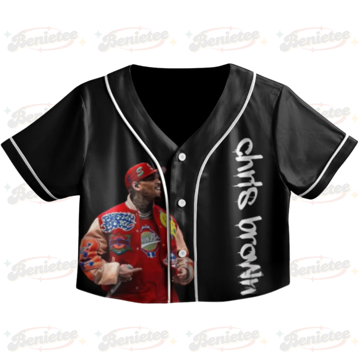 Personalized Chris Brown Breezy Bowl XX Croptop Baseball Jersey, Chris Brown 2025 Tour Croptop Baseball Jersey - Image 2