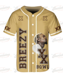 Alternative view of Chris Brown Breezy Bowl XX Baseball Shirt, Chris Brown Music Tour 2025 Baseball Jersey