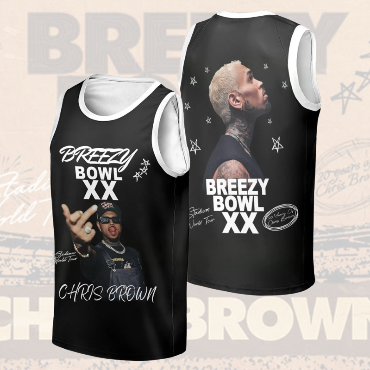 Chris Brown Tour Baseketball Jersey, Breezy Bowl XX 2025 Tank top Jersey, Breezy Bowl XX 2025 Baseketball Jersey - Image 2