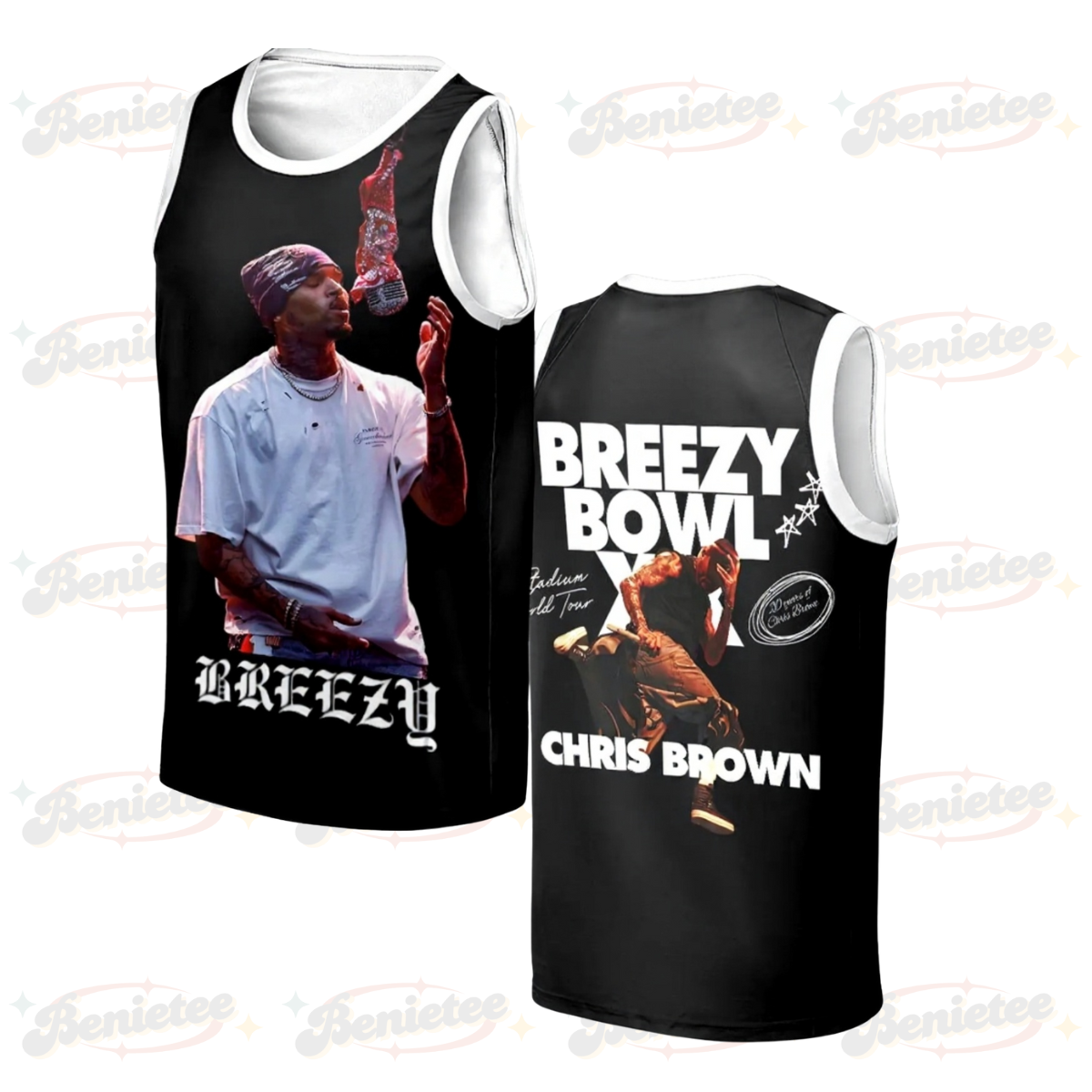 Chris Brown Tour Baseketball Jersey, Breezy Bowl XX 2025 Tank top Jersey, Breezy Bowl XX 2025 Baseketball Jersey