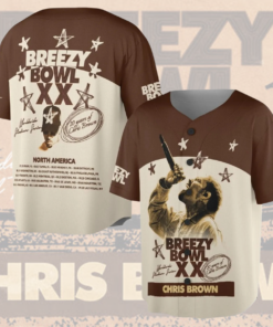 Alternative view of Chris Brown Breezy Bowl XX Baseball Jersey, Chris Brown 2025 Tour Shirt, Breezy Bowl Graphic Jersey
