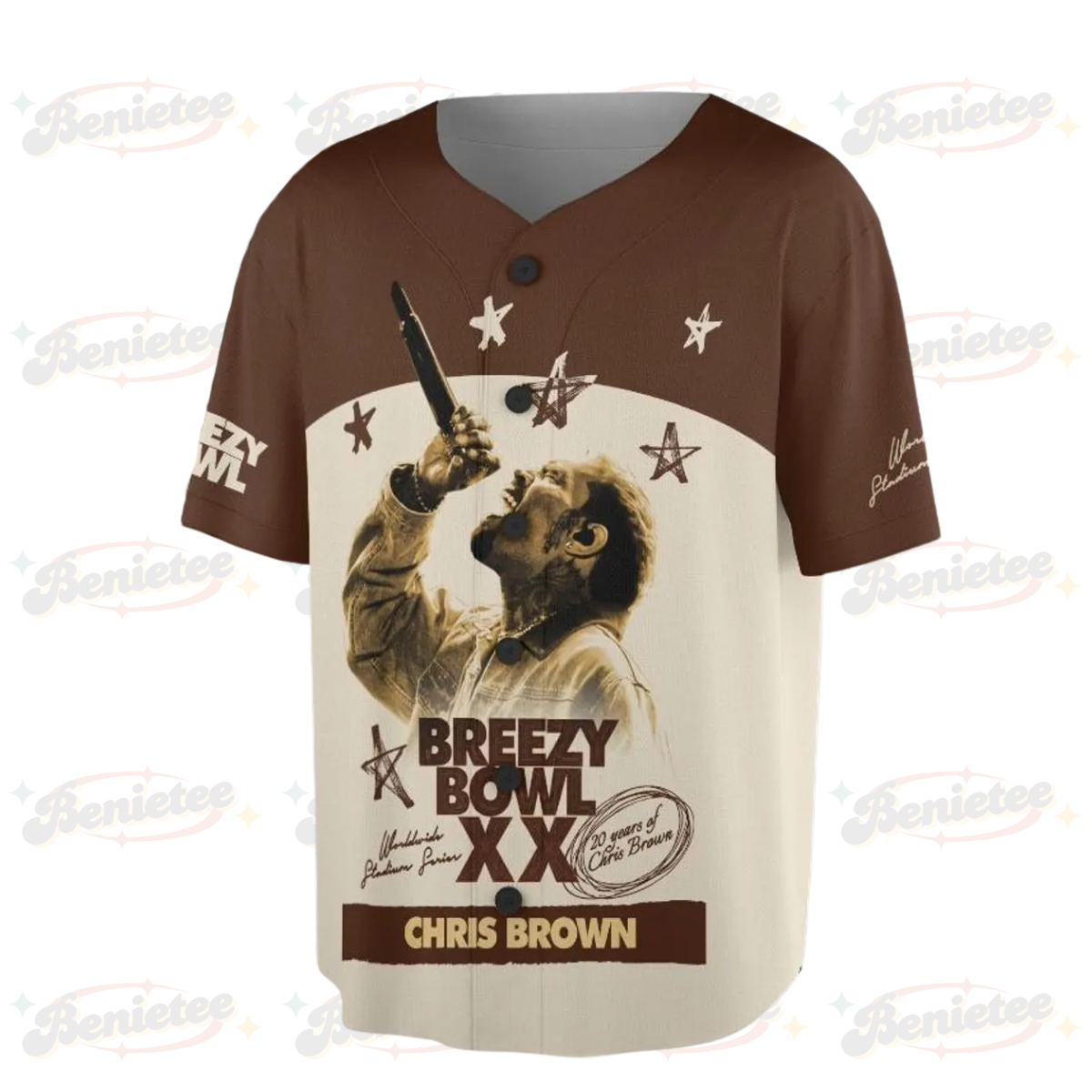 Chris Brown Breezy Bowl XX Baseball Jersey, Chris Brown 2025 Tour Shirt, Breezy Bowl Graphic Jersey - Image 3