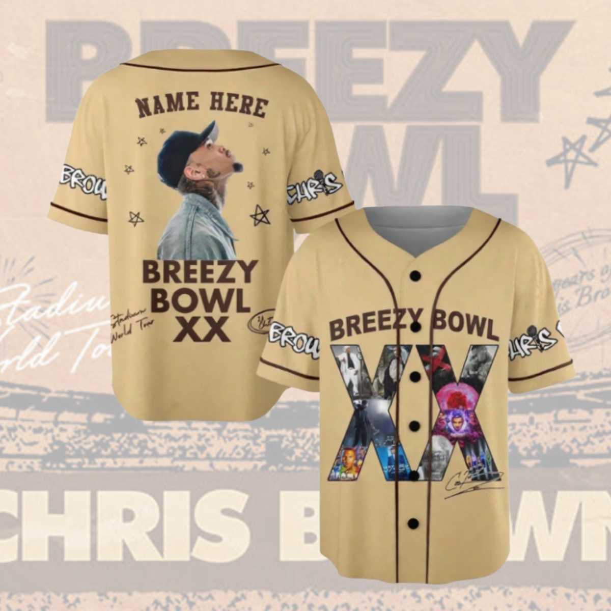 Chris Brown Breezy Bowl XX Baseball Jersey Shirt, Chris Brown 2025 Tour Baseball Jersey - Image 3