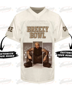 Alternative view of Personalized Chris Brown Breezy Bowl XX Tour 2025 Football Jersey, Breezy Bowl Football Jersey
