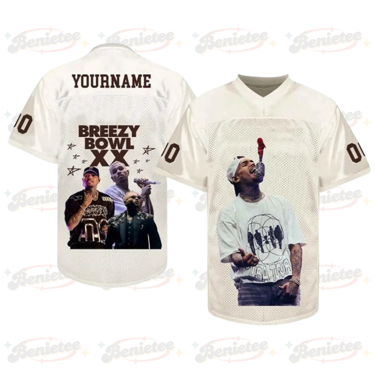 Personalized Chris Brown Breezy Bowl XX Tour 2025 Football Jersey, Breezy Bowl Football Jersey