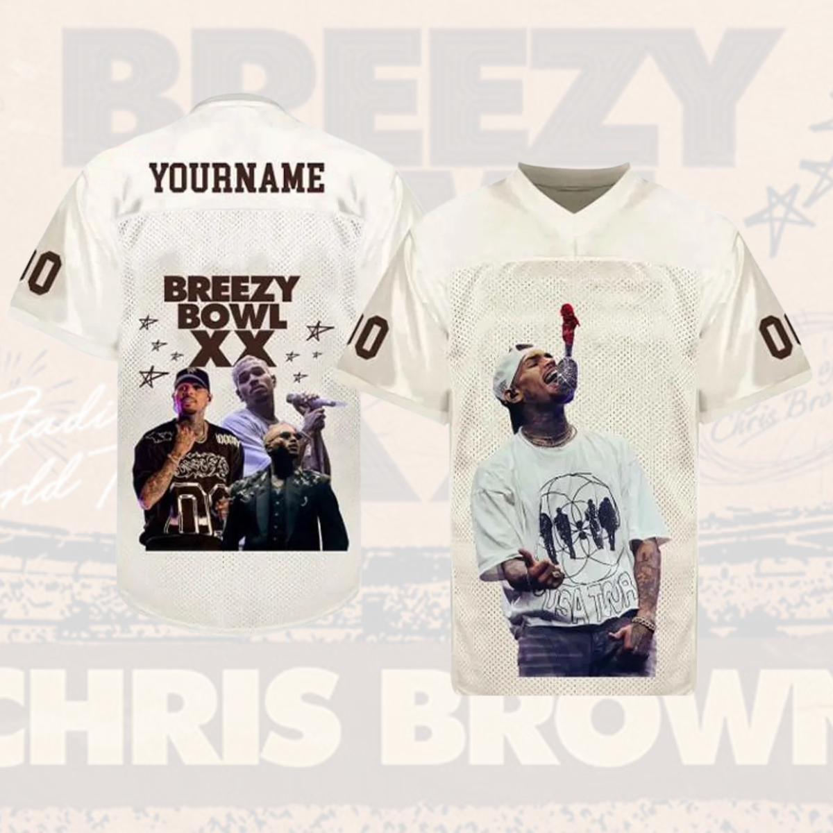 Personalized Chris Brown Breezy Bowl XX Tour 2025 Football Jersey, Breezy Bowl Football Jersey - Image 3