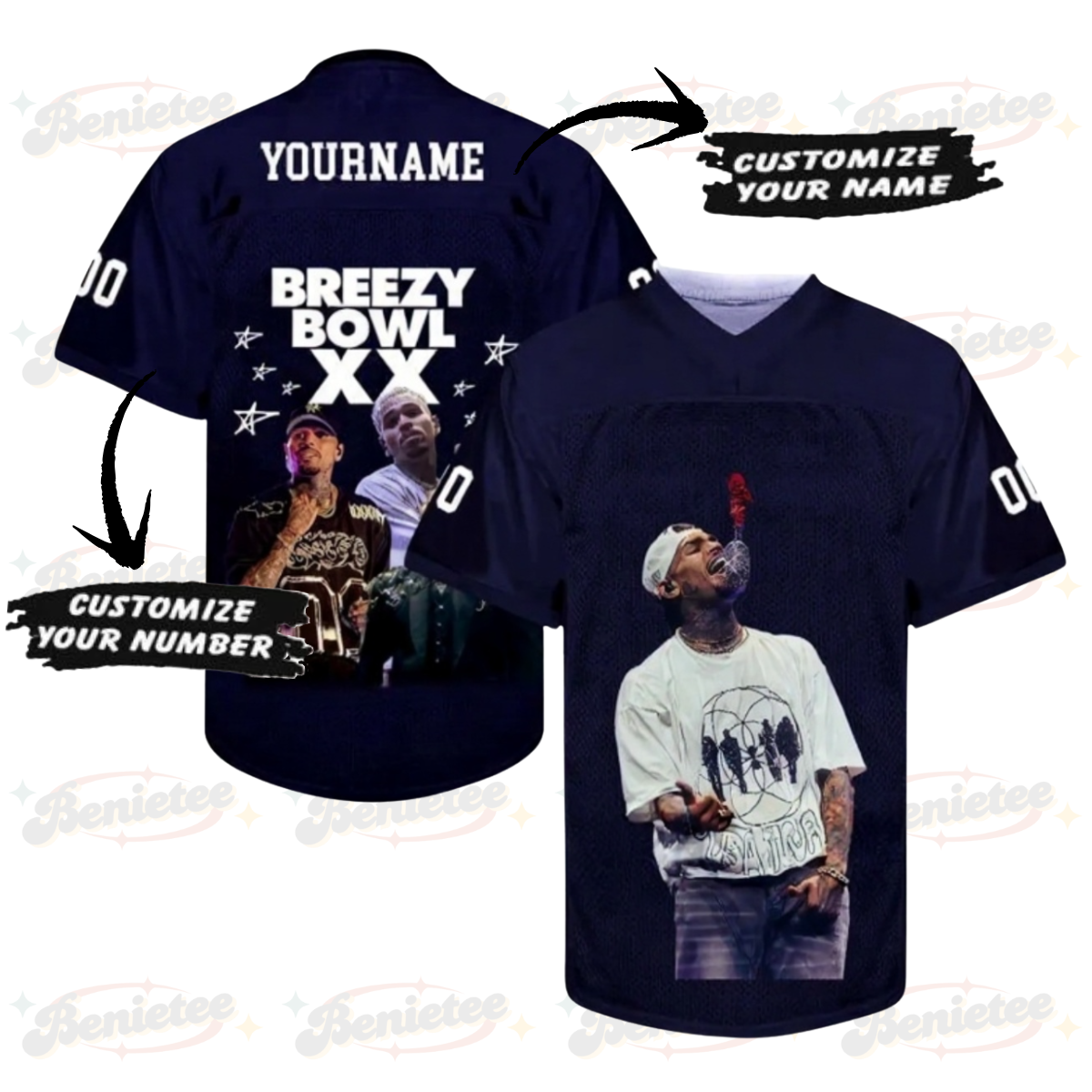 Personalized Chris Brown Tour Football Jersey, Breezy Bowl XX 2025 Football Jersey, Breezy Bowl XX 2025 Football Jersey - Image 2