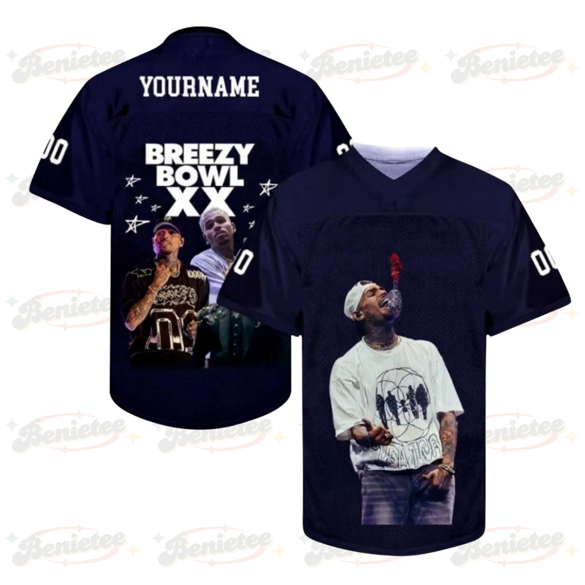 Personalized Chris Brown Tour Football Jersey, Breezy Bowl XX 2025 Football Jersey, Breezy Bowl XX 2025 Football Jersey