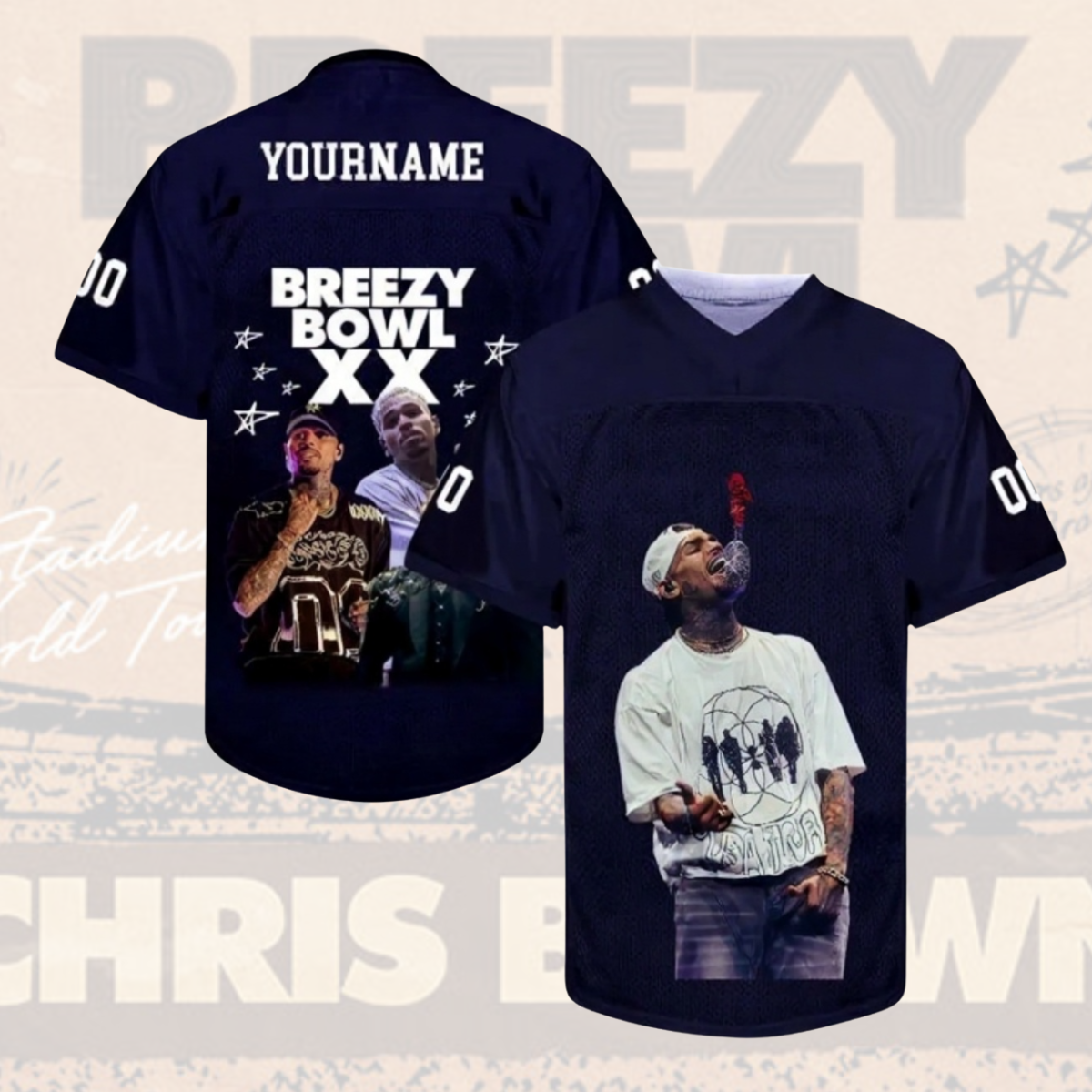 Personalized Chris Brown Tour Football Jersey, Breezy Bowl XX 2025 Football Jersey, Breezy Bowl XX 2025 Football Jersey - Image 3