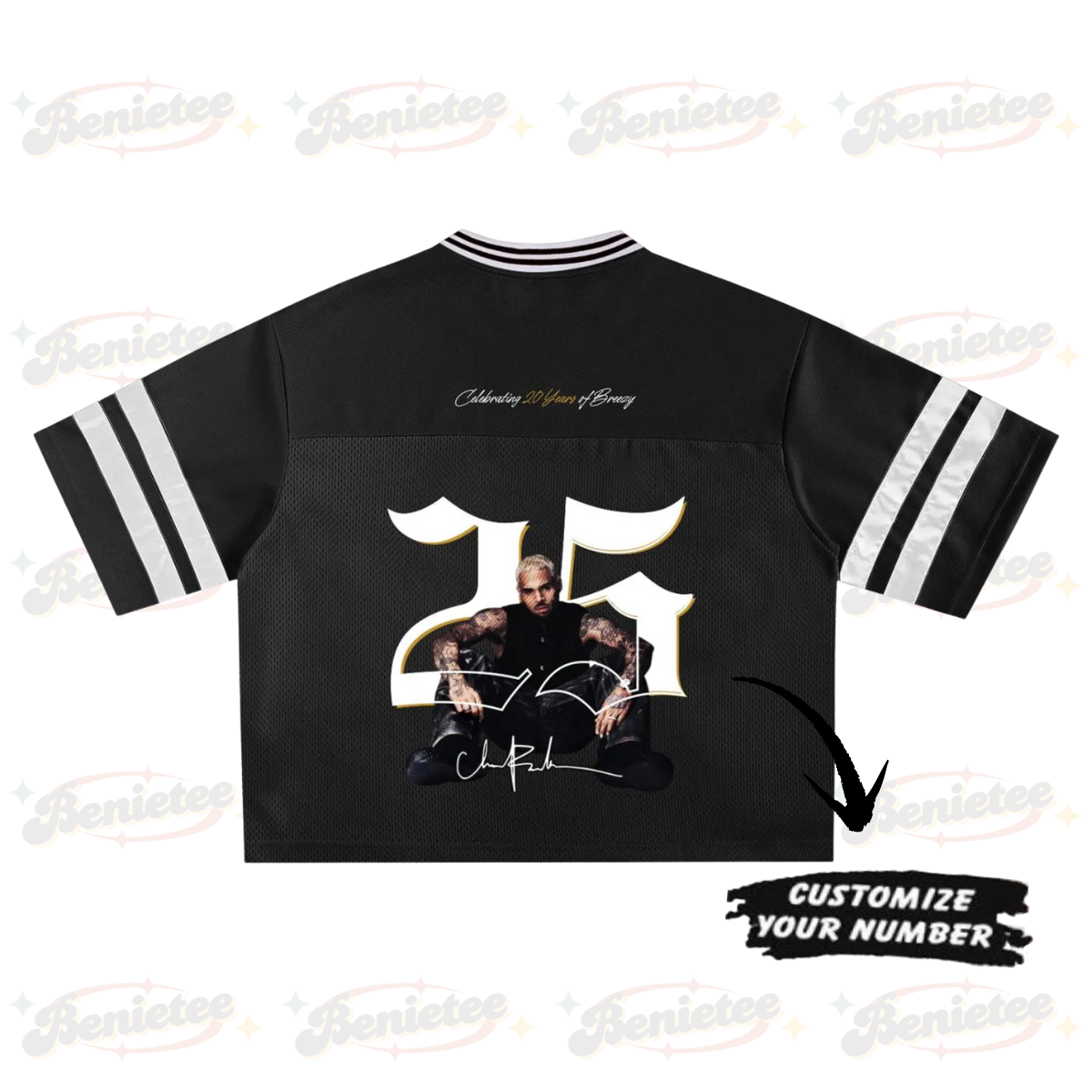 Custom Chris Brown Croptop Mesh Football, Breezy Bowl Tour 2025 Croptop Mesh Football - Image 2