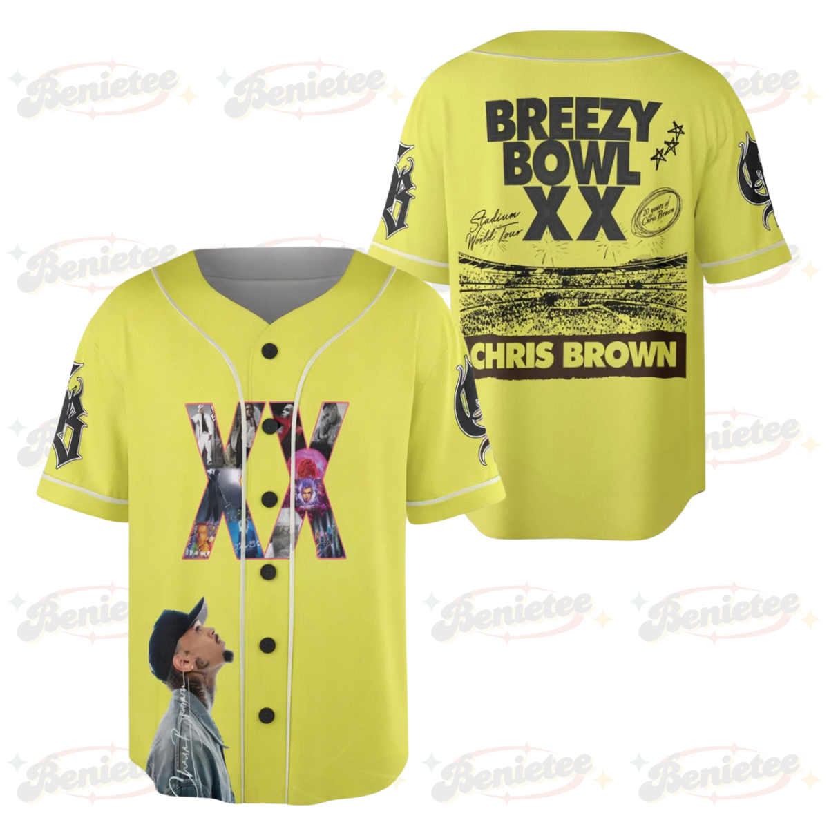 Chris Brown Breezy Bowl XX Tour 2025 Jersey, Chris Brown Merch Music Tour 2025 Baseball Jersey