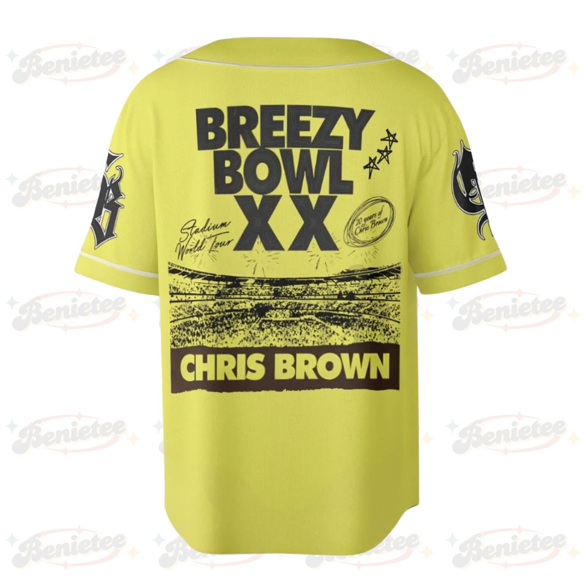 Chris Brown Breezy Bowl XX Tour 2025 Jersey, Chris Brown Merch Music Tour 2025 Baseball Jersey - Image 4