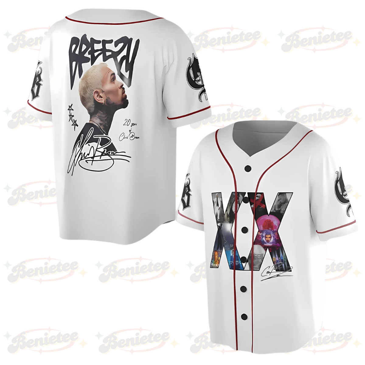 Chris Brown Breezy Bowl XX Tour 2025 Jersey, Chris Brown Merch Music Tour 2025 Baseball Jersey