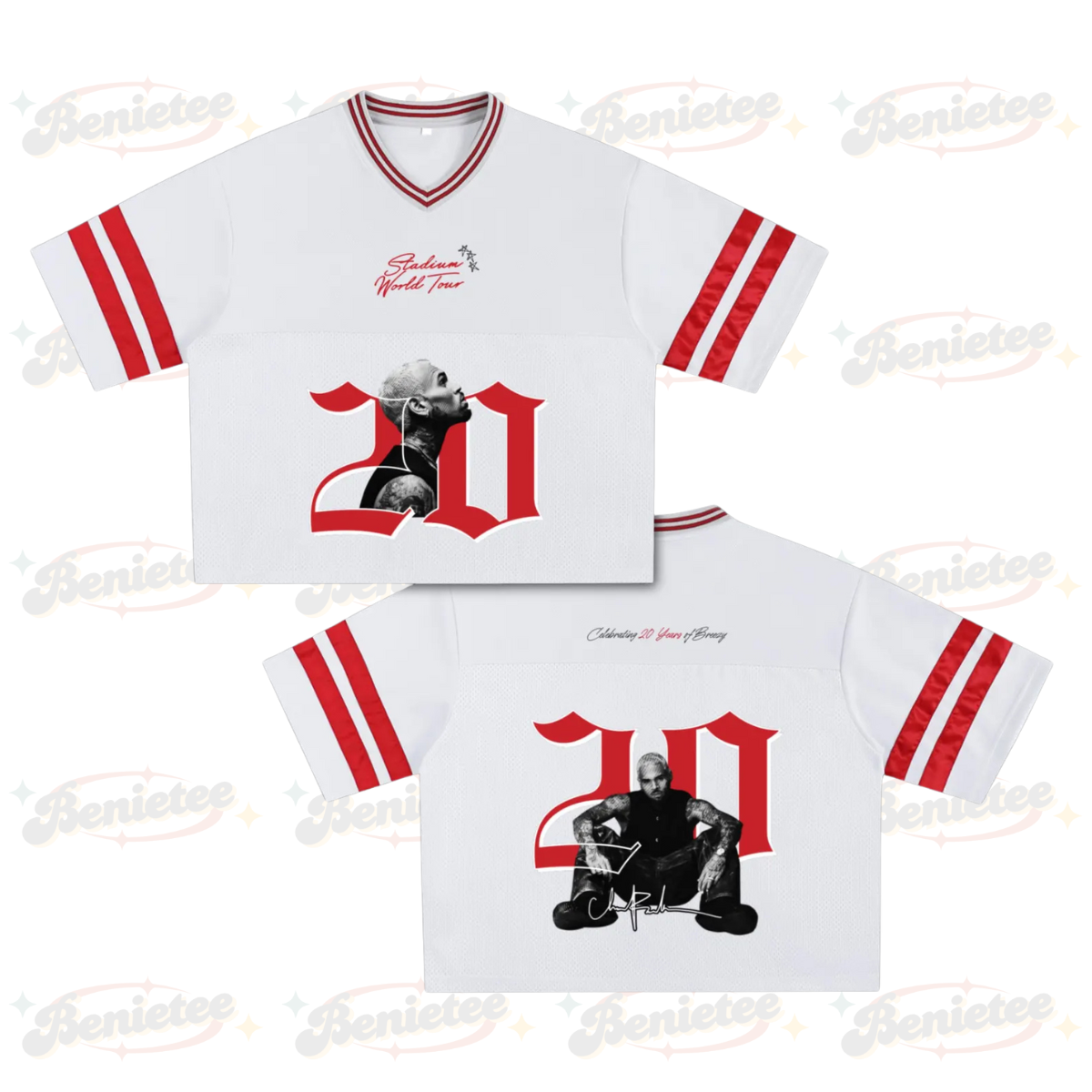 Custom Chris Brown Croptop Mesh Football, Breezy Bowl Tour 2025 Croptop Mesh Football