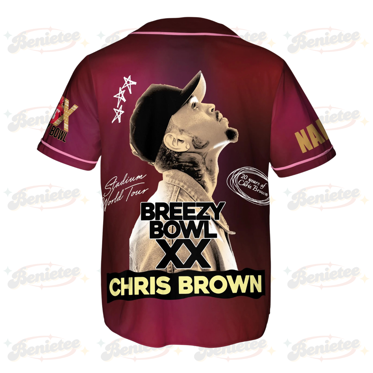 Personalized Breezy Bowl XX 2025 Jersey, Chris Brown Breezy Bowl Baseball Jersey, Chris Brown Tour Merch Jersey - Image 3