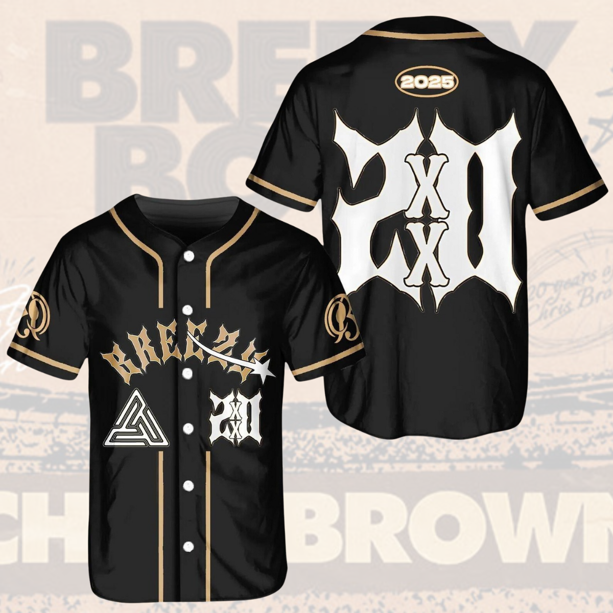 Personalized Chris Brown Breezy Bowl XX Tour 2025 Jersey, Chris Brown Merch Music Tour 2025 Baseball Jersey - Image 3