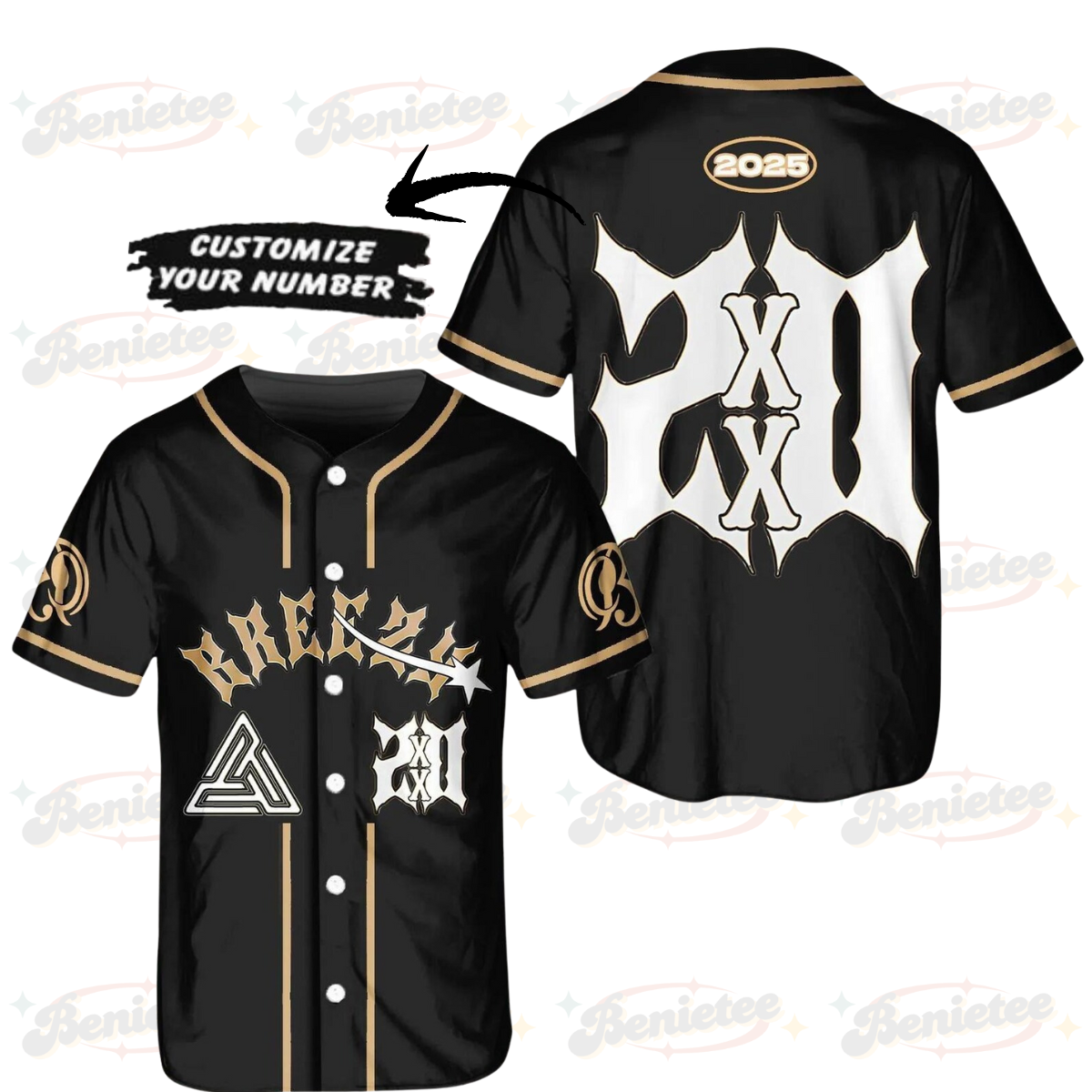 Personalized Chris Brown Breezy Bowl XX Tour 2025 Jersey, Chris Brown Merch Music Tour 2025 Baseball Jersey