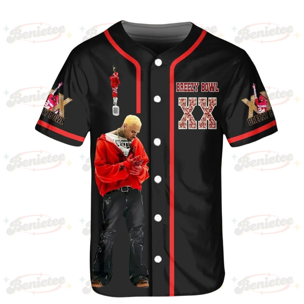 Chris Brown Breezy Bowl XX Tour 2025 Jersey, Chris Brown Merch Music Tour 2025 Baseball Jersey - Image 2