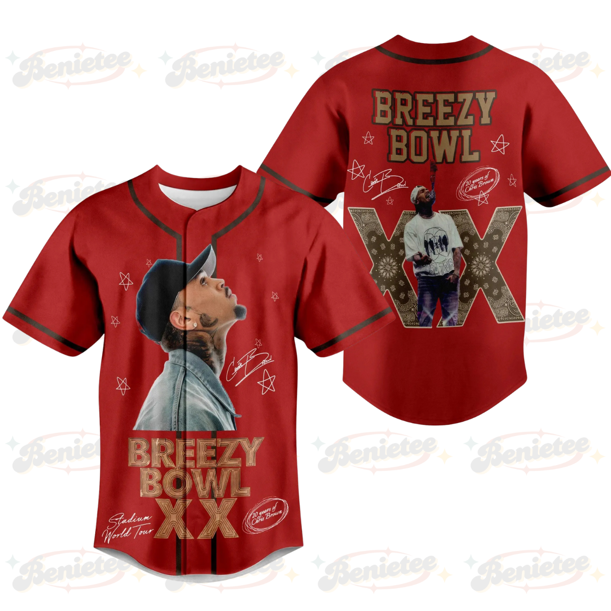 Chris Brown Breezy Bowl XX Tour 2025 Jersey, Breezy Bowl XX Baseball Jersey