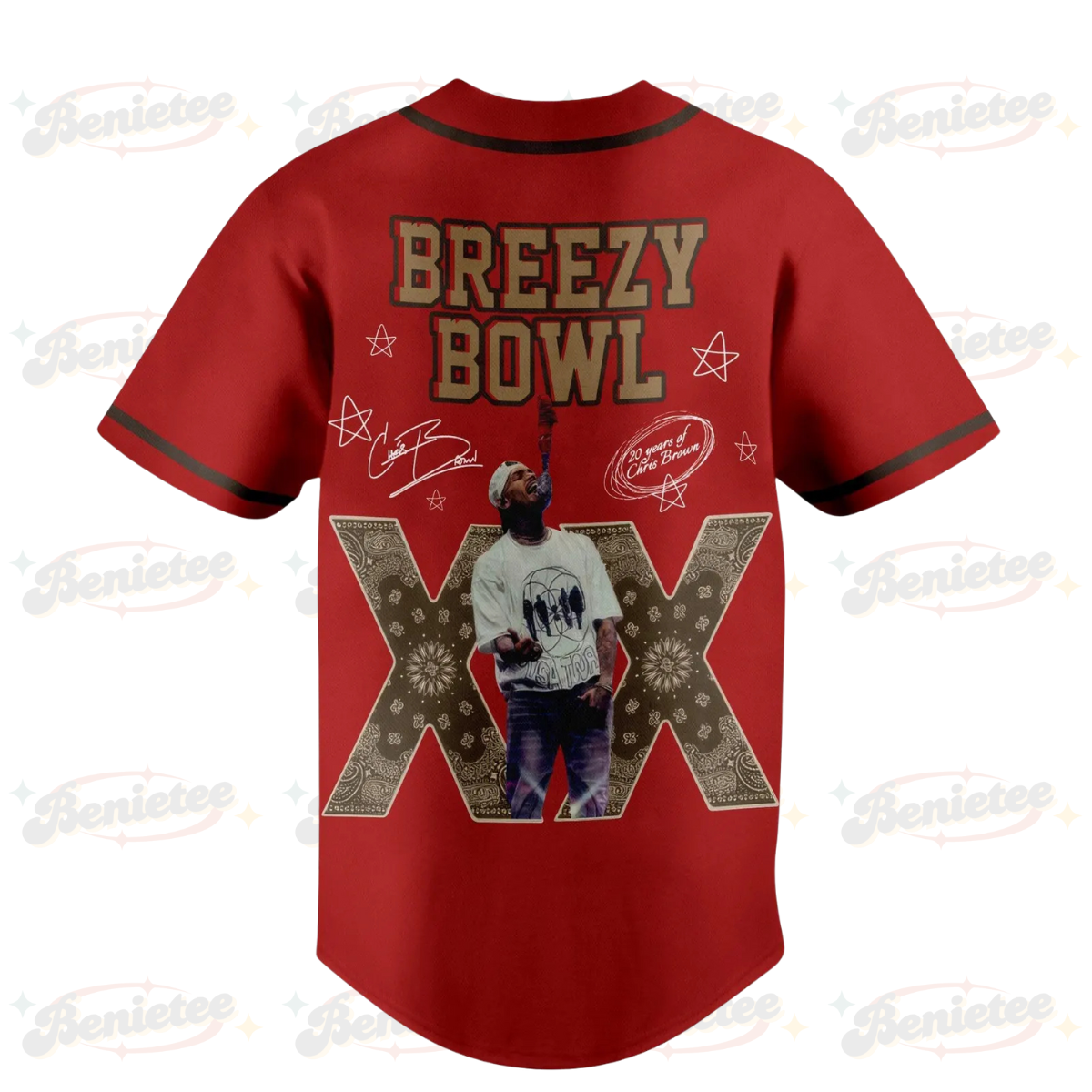 Chris Brown Breezy Bowl XX Tour 2025 Jersey, Breezy Bowl XX Baseball Jersey - Image 3