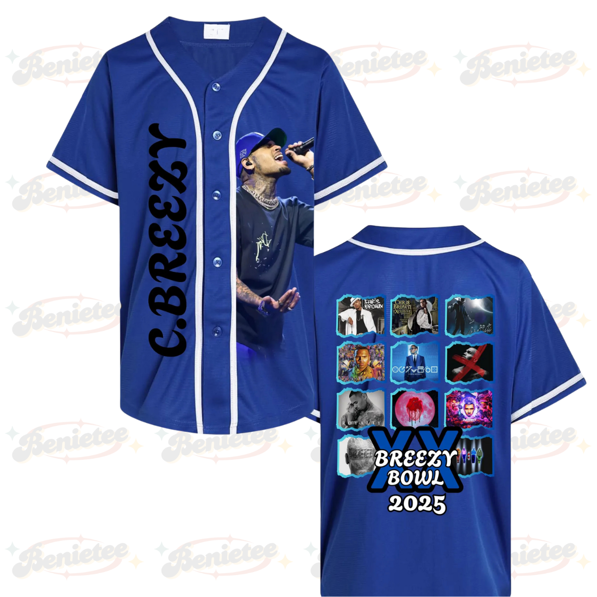 Chris Brown Breezy Bowl XX Tour 2025 Jersey, Chris Brown Merch Music Tour 2025 Baseball Jersey