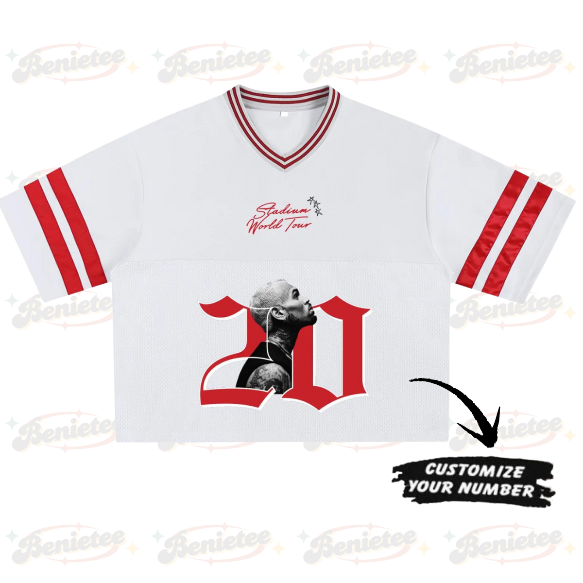 Custom Chris Brown Croptop Mesh Football, Breezy Bowl Tour 2025 Croptop Mesh Football - Image 2