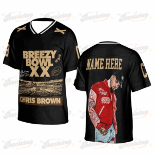 Custom Chris Brown Tour 2025 Football Jersey, Bowl XX concert 2025 Summer Tour Holiday Football Jersey