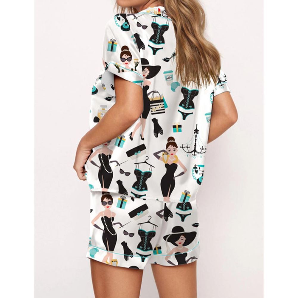 Tiffany's Breakfast Satin Pajama Set For Women - Image 2