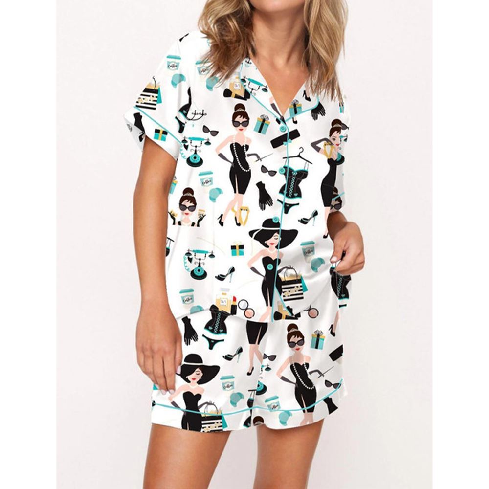 Tiffany's Breakfast Satin Pajama Set For Women - Image 3