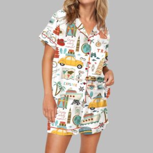 Time To Travel Pajama Set For Women