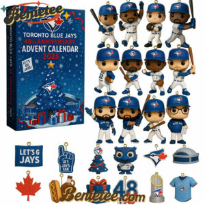 Toronto Blue Jays Advent Calendar 2025 48th Anniversary Christmas Gift, Christmas Idea, Christmas Countdown Advent Calendar Gift Box with 24 Acrylic Ornaments