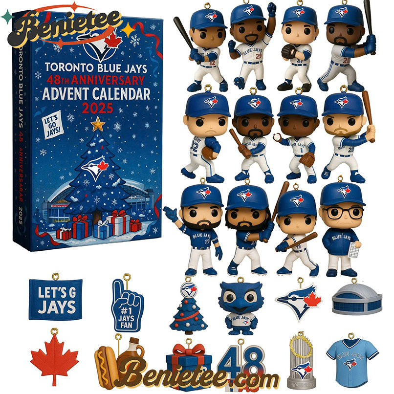 Toronto Blue Jays Advent Calendar 2025 48th Anniversary Christmas Gift, Christmas Idea, Christmas Countdown Advent Calendar Gift Box with 24 Acrylic Ornaments